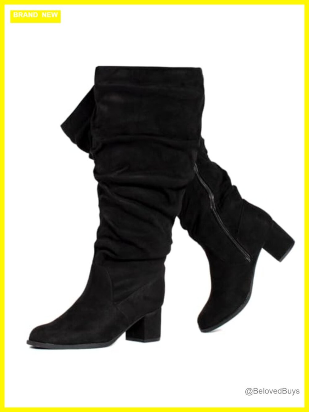 Wide Calf Slouchy Knee High Boots Vegan Hidden Pocket 2in Heel